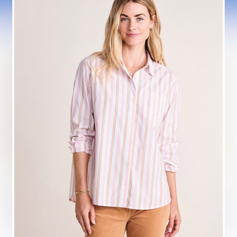 Vineyard Vines XS-XL White Pink Stripes Oversized Poplin Button Down Shirt